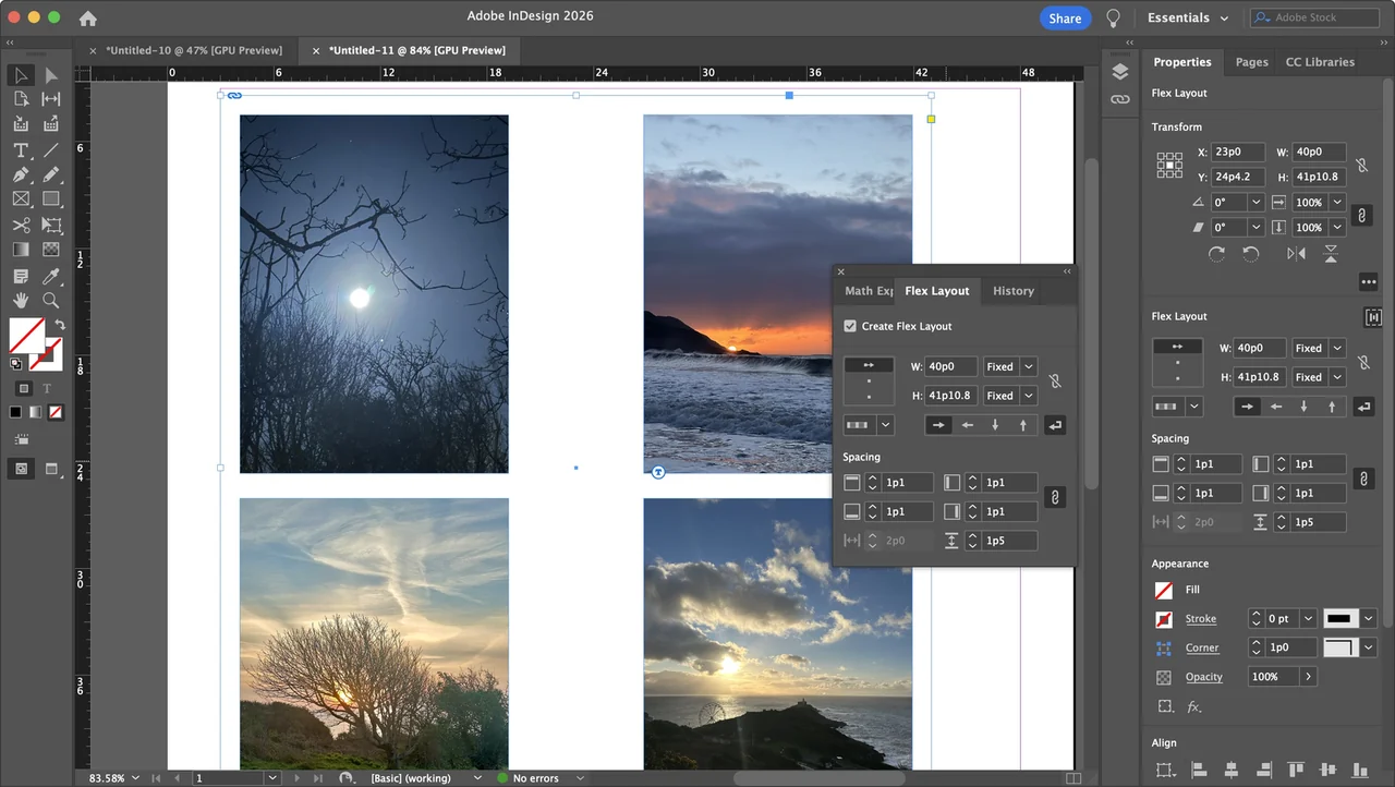 Adobe InDesign preview