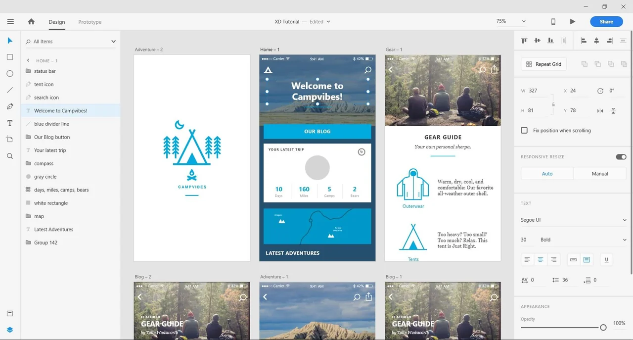 Adobe XD preview